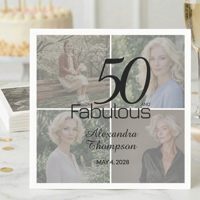 Guardanapo De Papel 50 and Fabulous Birthday Photo Collage Party (Criador carregado)