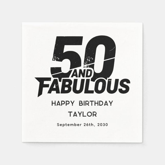 Guardanapo De Papel 50 and Fabulous Bold Grunge Distressed Black White (Frente)