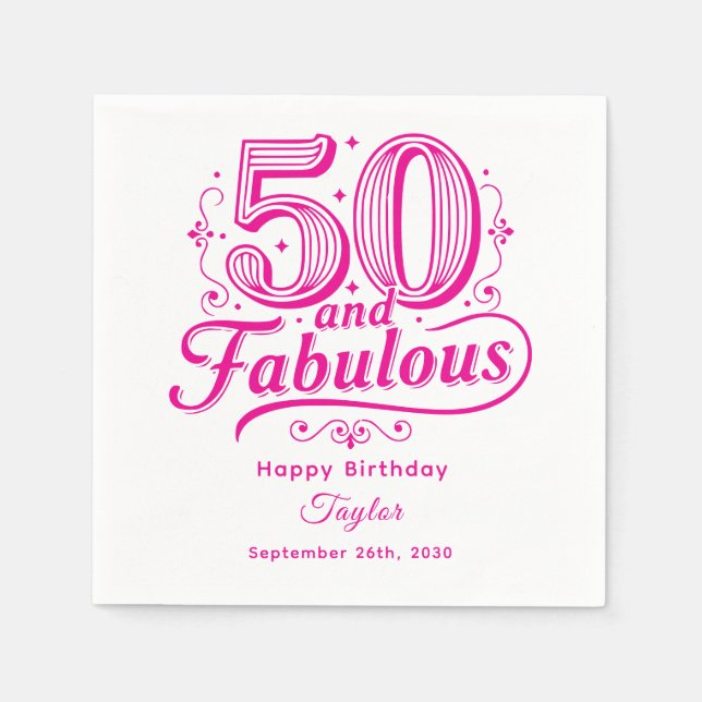 Guardanapo De Papel 50 and Fabulous Festive Swirls Whimsical Pink (Frente)