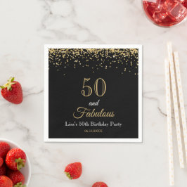 Guardanapo De Papel 50 and Fabulous Gold Glitter and Black Birthday
