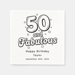 Guardanapo De Papel 50 and Fabulous Retro Bubble Letter Birthday White