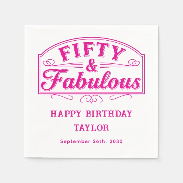 Guardanapo De Papel 50 and Fabulous Rustic Script Line Art Pink (Frente)