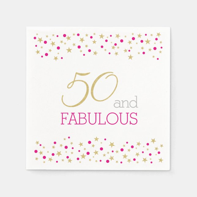 Guardanapo De Papel 50 e Fabulosa borda estelar 50ª Festa de aniversár (Frente)