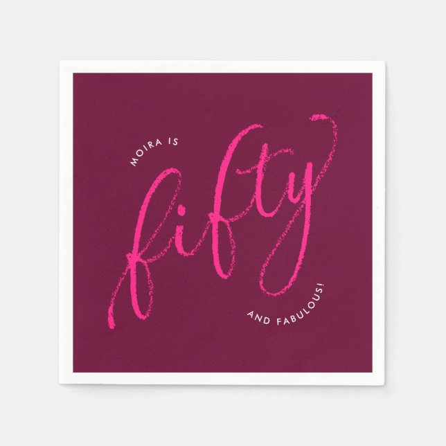 Guardanapo De Papel 50 e Fabulosa Festa de aniversário Rosa 50 (Frente)