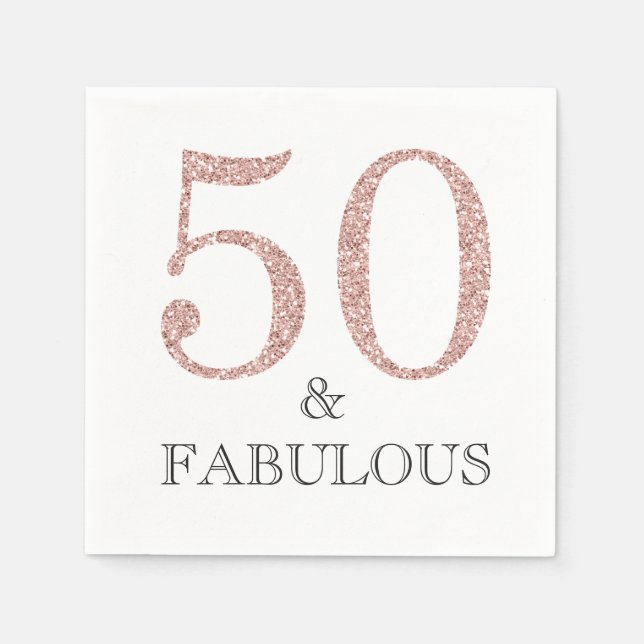 Guardanapo De Papel 50 e Fabulosa Festa de aniversário rosa brilhante  (Frente)