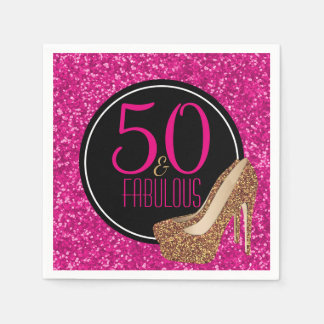 Guardanapo De Papel 50 e fabuloso | 50º Aniversário Dourado Rosa-claro
