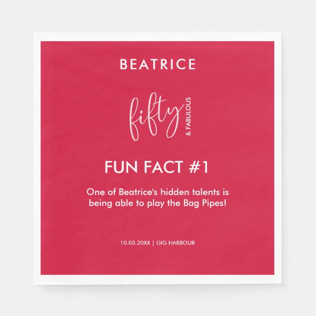 Guardanapo De Papel 50 e Fabuloso 50º aniversário Fato Divertido (Frente)