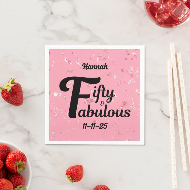 Guardanapo De Papel 50 e Fabuloso 50º Aniversário Rosa (Insitu)