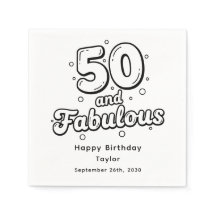 50 e Fabuloso Aniversário Letra Bolha Retro Branco