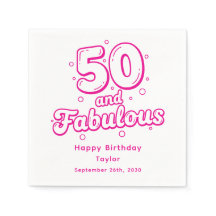 50 e Fabuloso Aniversário Letra Bolha Retro Rosa