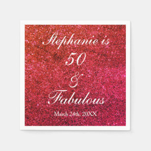 Guardanapo De Papel 50 E Fabuloso Aniversário, Ombre Vermelho Rosa, B