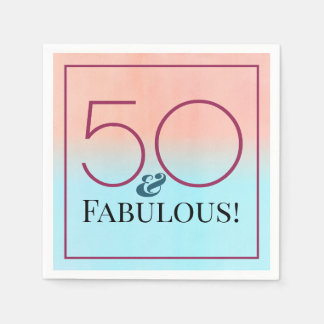 Guardanapo De Papel 50 e Fabuloso Aniversário Rosa e Azul
