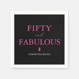Guardanapo De Papel 50 e Fabuloso aniversário rosa e preto