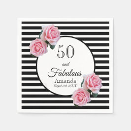 Guardanapo De Papel 50 e fabuloso floral cor-de-rosa nome de listras n