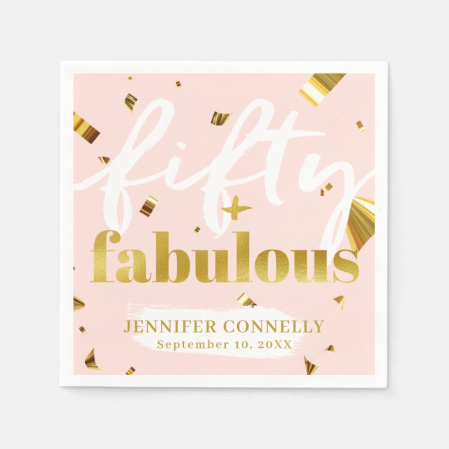 Guardanapo De Papel 50 e Fabuloso Glam Rosa 50º Aniversário Nápoles (Frente)
