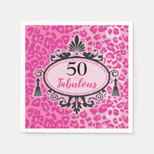 Guardanapo De Papel 50 e Fabuloso Leopardo Rosa 50º Aniversário Nápole