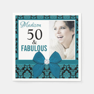 Guardanapo De Papel 50 e Fabuloso Raios Teais 50.o aniversário