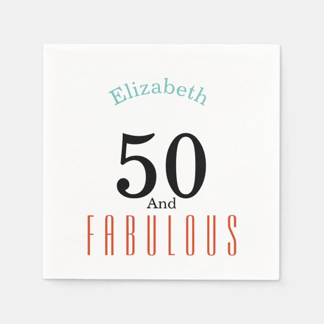 Guardanapo De Papel 50 e fraldas fabulosas de papel festa de aniversár (Frente)