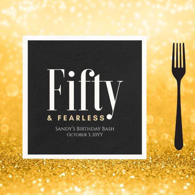 Guardanapo De Papel 50 e imbecil, Elegante moderno preto, personalizad (Criador carregado)