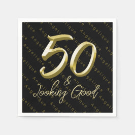 Guardanapo De Papel 50 e parece bom aniversário Dourado