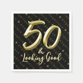Guardanapo De Papel 50 e parece bom aniversário Dourado