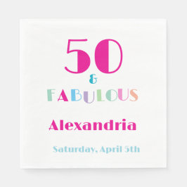 Guardanapo De Papel 50 & Fabulous Colorful Modern Birthday