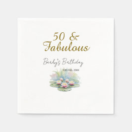 Guardanapo De Papel 50 & fabulous golden water lotus lily watercolor 