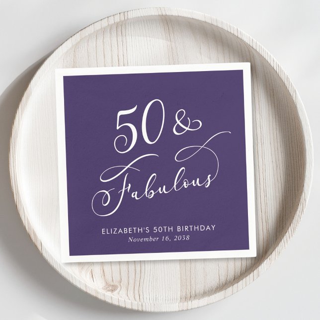 Guardanapo De Papel 50 Fabulous Purple 50th Birthday Party (Criador carregado)