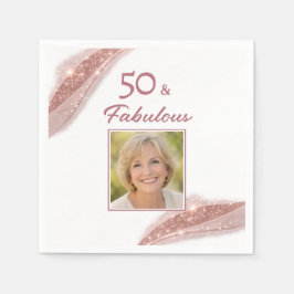 Guardanapo De Papel 50 & Fabulous Rose Gold Photo Birthday Party
