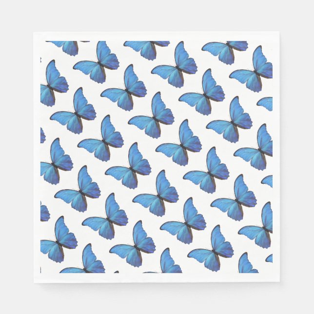 Guardanapo De Papel 50 Napkins - Borboletas Azuis Morpho. (Frente)