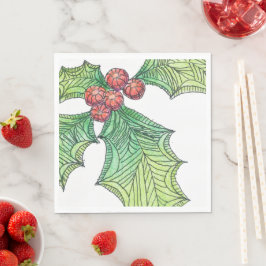 Guardanapo De Papel 50 Papel Napkins Holly Jolly