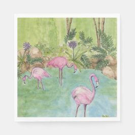 Guardanapo De Papel 50 Papel Nápoles - Flamingos de Aquarela