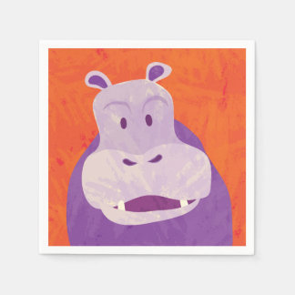Guardanapo De Papel 50 Whimsical Hippo 4,75" Paper Napkins Para Partid