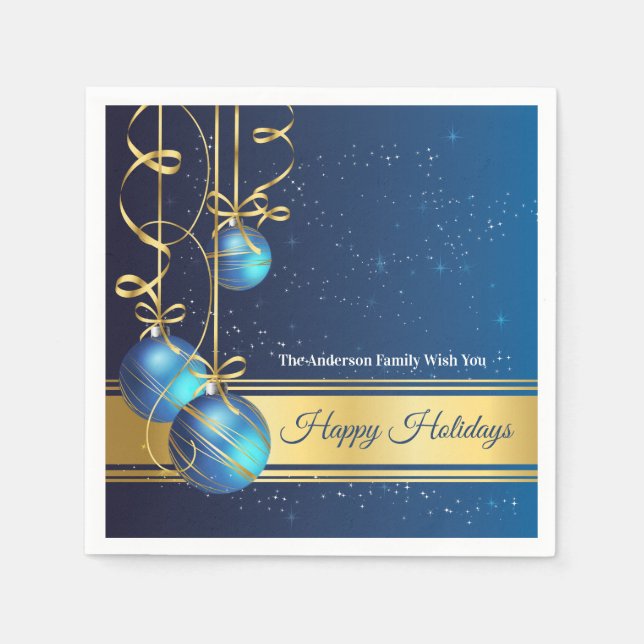 Guardanapo De Papel 50pcs Christmas Paper Napkin Modern Tree Baubels (Frente)