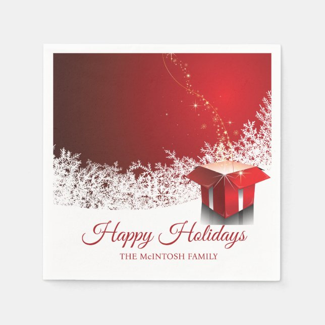 Guardanapo De Papel 50pcs Vermelho Branco Natal | Caixa de presente su (Frente)