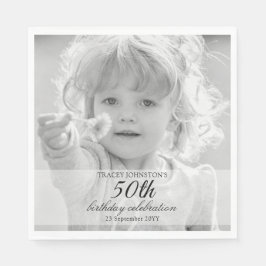 Guardanapo De Papel 50th Birthday Party Black and White