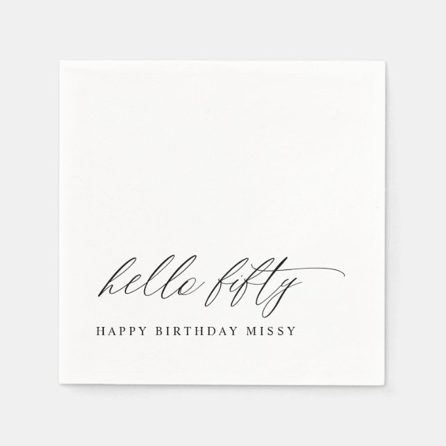 Guardanapo De Papel 50th Birthday Party Hello 50 Modern Milestone (Frente)