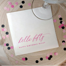 Guardanapo De Papel 50th Birthday Party Hot Pink Hello 50 Modern