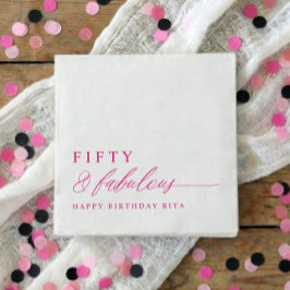 Guardanapo De Papel 50th Birthday Party Pink Fifty & Fabulous Modern