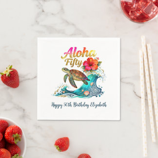 Guardanapo De Papel 50th Fifty Birthday Tropical Ocean Beach Theme