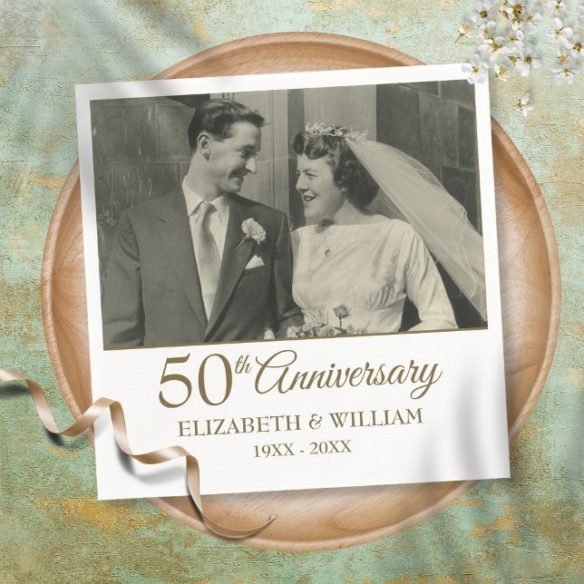 Guardanapo De Papel 50th Golden Anniversary Wedding Photo Napkins (Criador carregado)