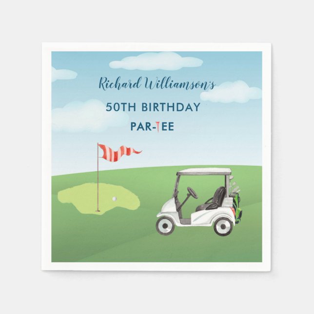 Guardanapo De Papel 50th Surprise Birthday Party Men's Golf Theme (Frente)