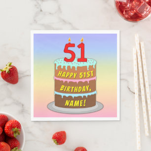 Guardanapo De Papel 511 Aniversário: Bolo e Velas Divertidas + Nome Pe