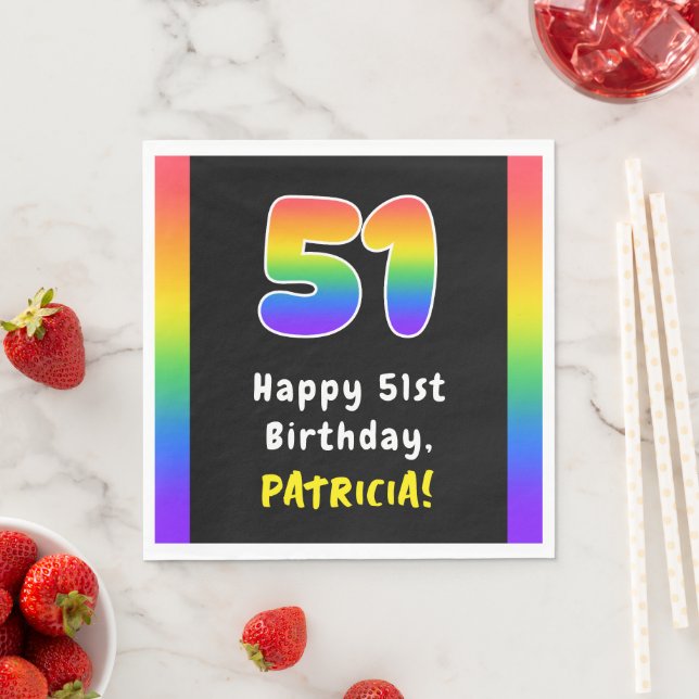 Guardanapo De Papel 51st Birthday: Rainbow Spectrum # 51, Custom Name (Insitu)