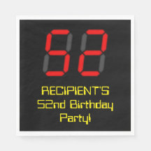 52º Aniversário: Estilo de Relógio Digital Vermelh