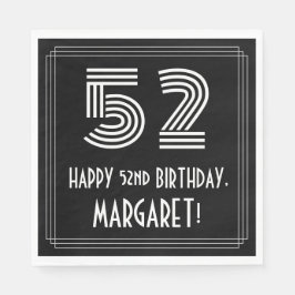 Guardanapo De Papel 52.º Aniversário: Art Deco Inspira "52" + Nome