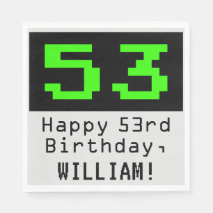 Guardanapo De Papel 53º Aniversário - Estilo Nerdy / Geeky "53" & No