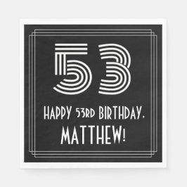 Guardanapo De Papel 53.º Aniversário: Art Deco Inspira "53" + Nome