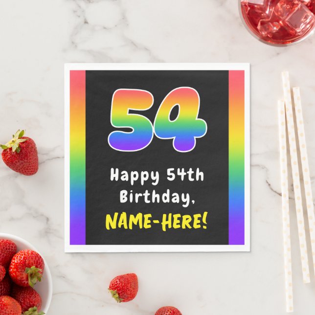 Guardanapo De Papel 54th Birthday: Rainbow Spectrum # 54, Custom Name (Insitu)