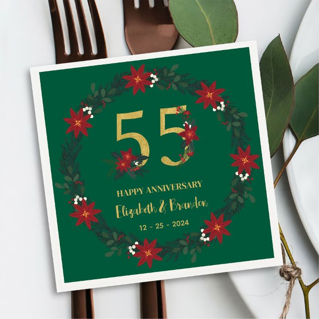 Guardanapo De Papel 55º Aniversário Personalizado de Natal Napkins (Criador carregado)